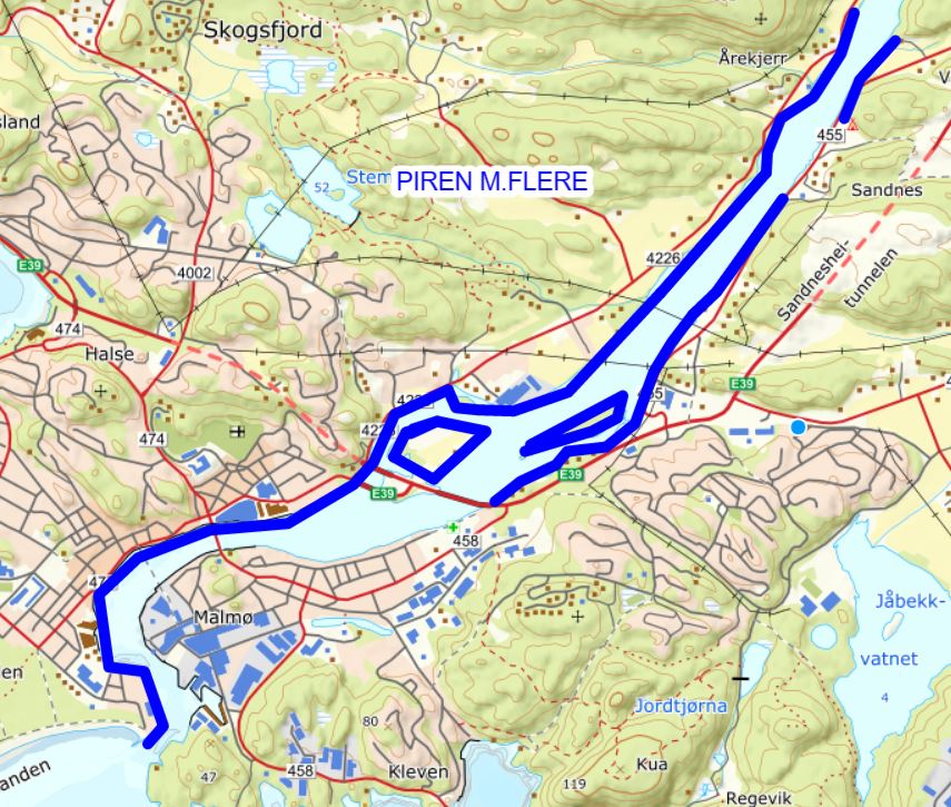 Mandalselva kart Piren m.fl.