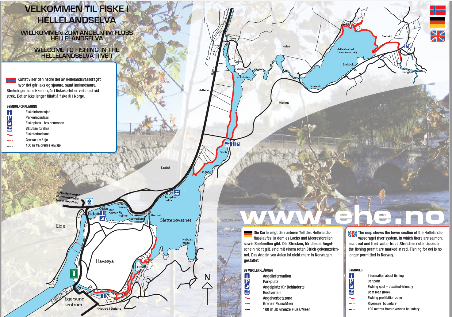 Kart over Hellelandsvassdraget