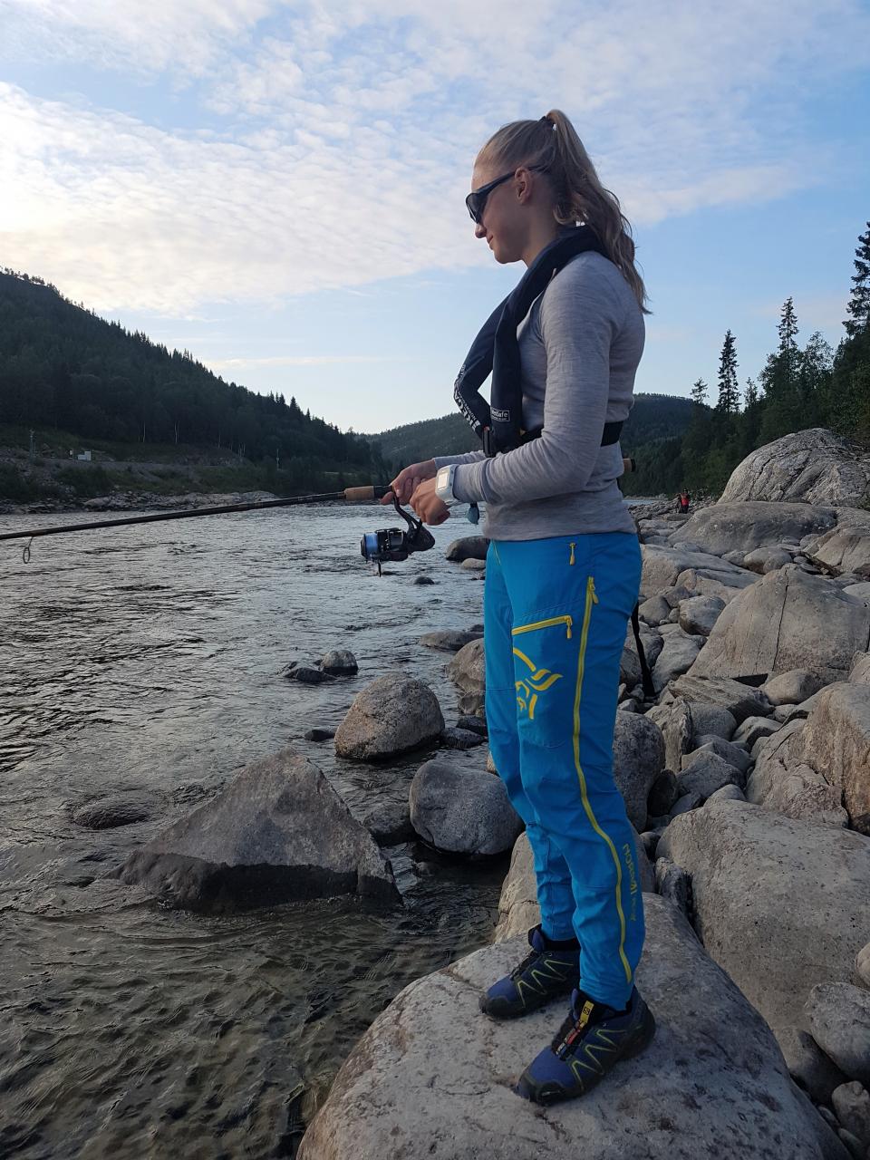 Malin fikk prøve både slukfiske og fluefiske denne helga.