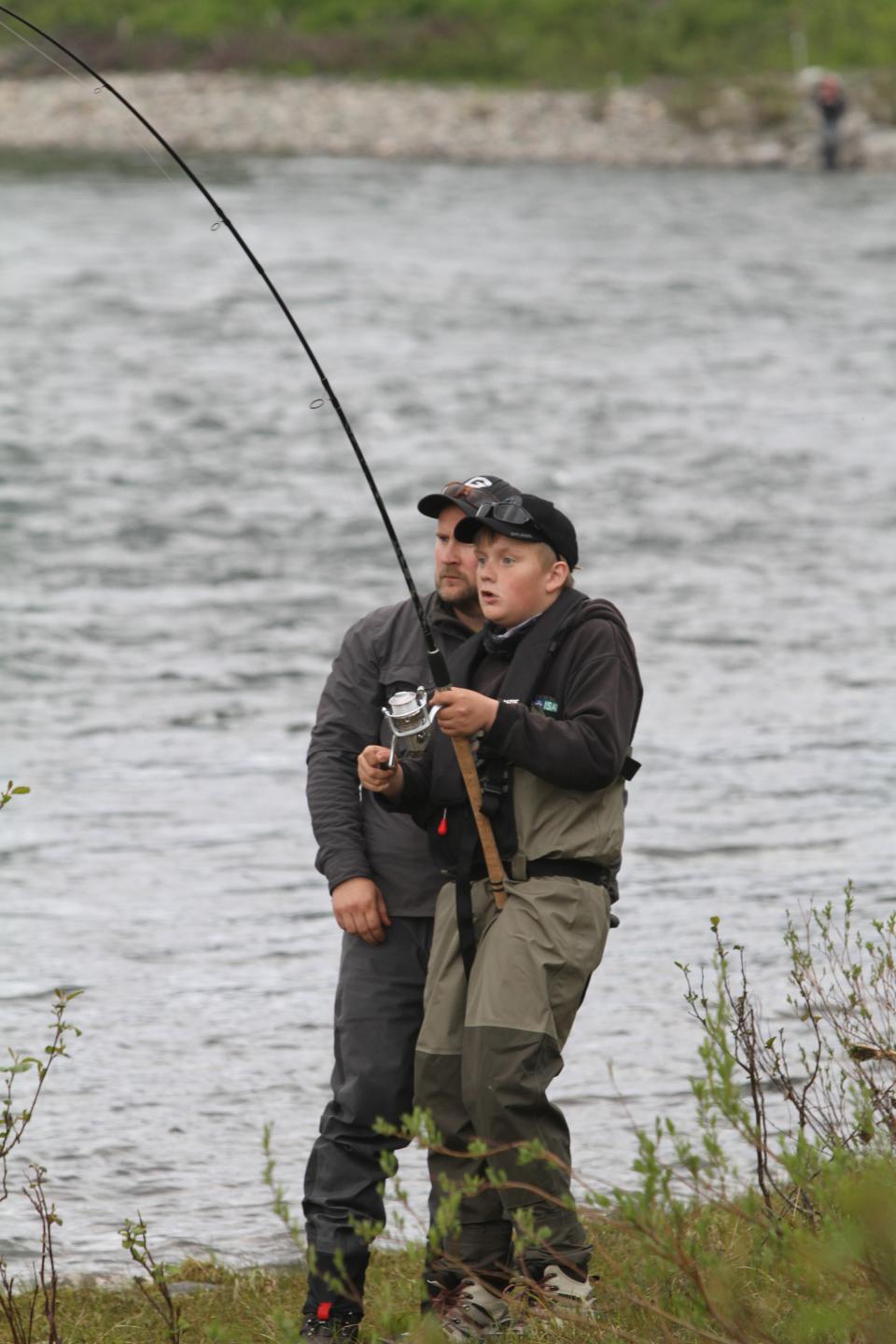 Kjøring av laks under Camp Villaks i Målselv i 2018. Foto: Steinar Holen.