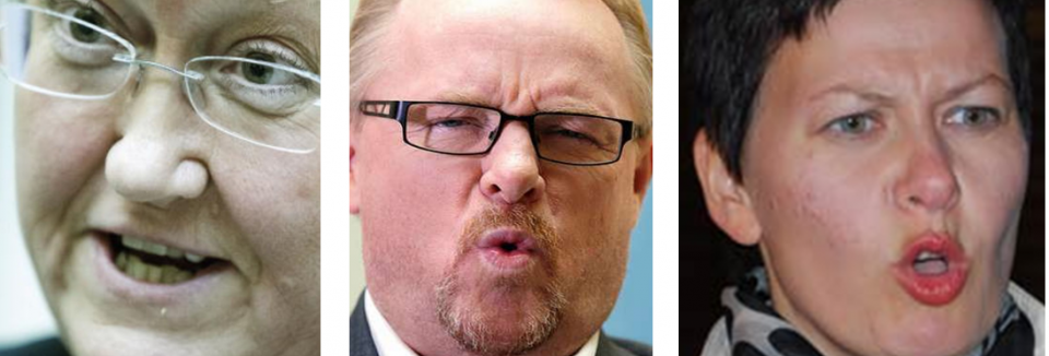 Bilder av norske fiskeriministre projisert på rørveggene vil motivere laksen til å svømme raskt videre slik at køer unngås.