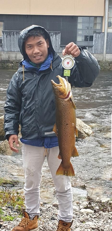 Fin sjøaure og stolt fisker