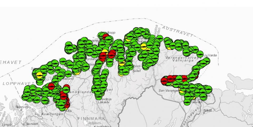 Sjølakseplasser hos Finnmarkseiendommen.
