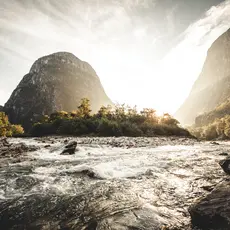 Panoramabilde fra Nærøydalselva.