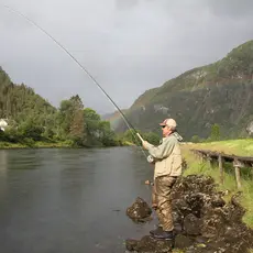 Fisker i Bolstadeelva.